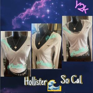Fashionable Y2k Hollister SoCal V-neckline long sleeve top